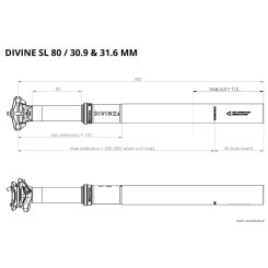 BikeYoke DIVINE SL 80 Vario Sattelstütze 31,6mm Dropper Post 2X