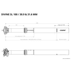 BikeYoke DIVINE SL 100 Vario Sattelstütze 31,6mm Dropper Post 2X